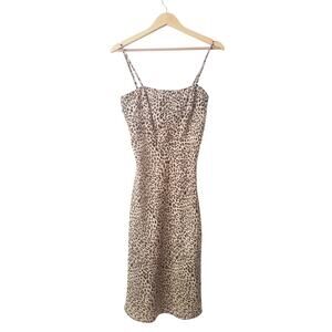 Leopard Print Midi Slip Dress Size Small